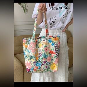 SHEIN Summer Floral Bag, Large Capacity, Beach Bag, Shopping Bag, Shoulder Bag